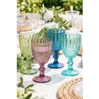 Dibor Set of 4 Mix Match Coloured Wine Goblets Wedding Decor Glassware 350ml | Size: 4 Pack