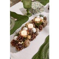 Dibor Silver Triple Table Centrepiece Christmas Decoration Candle Holders Tealight Holder 39cm in White