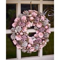 Dibor Pink Roses Festive Xmas Decor Front Door Christmas Wreath 38cm