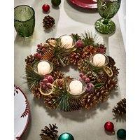 Dibor Citrus Spice Round Table Centrepiece Christmas Decoration Candle Holders Tealight Holder 30cm in Brown