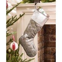 Dibor Set of 4 Harrington Quilted Grey Velvet Xmas Gift Christmas Stocking | Size: 4 Pack