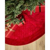 Dibor Red Velvet Quilted Christmas Tree Decoration Christmas Tree Skirt 48"