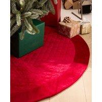 Dibor Red Velvet Quilted Christmas Tree Decoration Christmas Tree Skirt 36"
