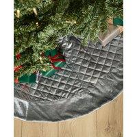 Dibor Grey Velvet Quilted Christmas Tree Decoration Christmas Tree Skirt 48"