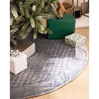 Dibor Grey Velvet Quilted Christmas Tree Decoration Christmas Tree Skirt 36"