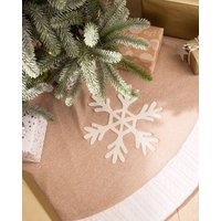 Dibor Cosy Snowflake Christmas Tree Decoration Christmas Tree Skirt 48" in Beige