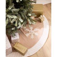 Dibor Cosy Snowflake Christmas Tree Decoration Christmas Tree Skirt 36" in Beige