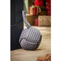 Dibor Traditional Grey Cotton Rope Ball Knot Door Stopper Decorative Door Stop