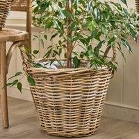 Dibor Traditional Wicker Round XL Lined Basket with Handles H34 x W44cm in Natural