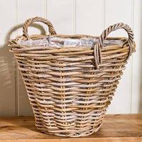 Dibor Traditional Wicker Round Medium Lined Basket with Handles H36xDia37cm in Natural