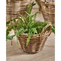 Dibor Traditional Lined Extra Small Wicker Planter Basket with Handles in Grey