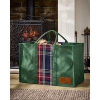 Dibor Traditional Tartan Plaid Garden Green Firewood Log Storage Jute Bag H40 x W60cm