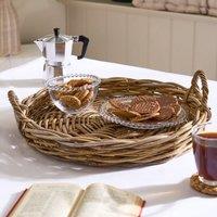 Dibor Natural Rattan Small Decorative Tray with Handles H13 x L30 x W45cm
