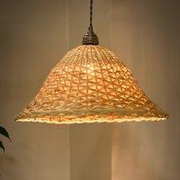 Dibor Traditional Rattan Two Tone Easy Fit Decor Ceiling Shade H22 x D44cm in Beige