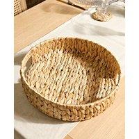 Dibor Traditional Water Hyacinth Large Round Serving Tray with Handles in Natural