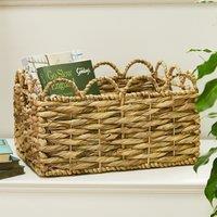 Dibor Woven Medium Scalloped Water Hyacinth Indoor Storage Basket in Beige