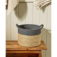 Dibor Traditional Seagrass Medium Grey Stripe Indoor Storage Basket H24 x D39cm in Natural