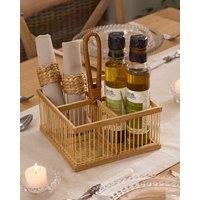 Dibor Traditional Style Bamboo Indoor Storage Kitchen Cutlery Caddy Basket in Natural | Size: Medium