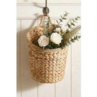 Dibor Natural Woven Water Hyacinth Large Wall Basket with Rope Detailin H29 x D22cm