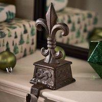 Dibor Antique Brown Fleur de Lys Stocking Hook Christmas Stocking Holder | Size: 1 Pack