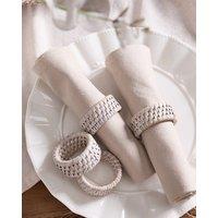 Dibor Set of 4 White Rattan Dining Table Napkin Rings in Natural