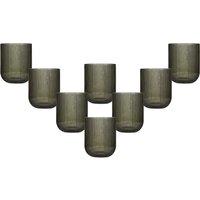 Dibor Set of 8 Vintage Luxury Spring Summer Grey Ribbed Short Whisky Glass Tumbers Wedding Gift 270ml | Size: 8 Pack