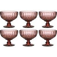 Dibor Set of 6 Vintage Pink Glass Trifle Bowls Spring Summer Wedding Decor Dessert Bowls H10 x W12cm | Size: 6 Pack
