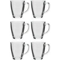 Dibor Set of 6 Traditional Clear Glass Coffee Mug Tea Cups 360ml | Size: 6 Pack