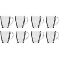 Dibor Set of 8 Traditional Clear Glass Coffee Mug Tea Cups 360ml | Size: 8 Pack