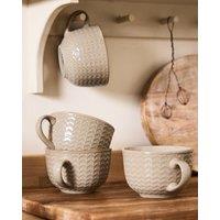 Dibor Set of 4 Dark Brown Large Stoneware Cups Coffee Mugs | Size: 4 Pack