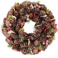 Dibor Traditional Berries Winter Autumn Wreath Front Door Christmas Wreath 36cm in Grey