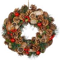 Dibor 38cm Citrus Spice Xmas Decor Front Door Wreath Christmas Wreath in Green