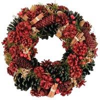 Dibor 36cm Cinnamon Pine Xmas Decor Front Door Wreath Christmas Wreath in Red