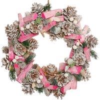 Dibor Pastel Pink Driftwood Front Door Autumn Winter Wreath Wreath 33cm