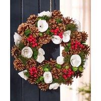 Dibor White Berries & Roses Xmas Decor Front Door Christmas Wreath 36cm