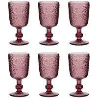 Dibor Set of 6 Luxury Spring Summer Bright Pink Drinking Glass Wine Goblets Wedding Gift 300ml | Size: 6 Pack