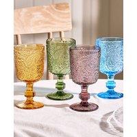 Dibor Set of 4 Luxury Spring Summer Mix-Match Colourful Drinking Glass Wine Goblets Wedding Gift 300ml | Size: 4 Pack