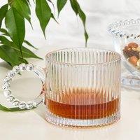 Dibor Set of 4 Bella Perle Ribbed Glass Mulled Wine Mugs 420ml in Clear | Size: 4 Pack