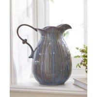Dibor Luxury Aegean Blue Fluted Ceramic Home Decor Indoor Flowers Jug