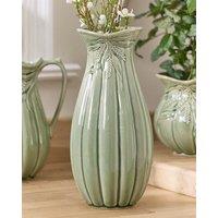 Dibor Traditional Green Ceramic Tall Table Decor Flower Vase | Size: Large