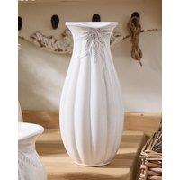 Dibor Traditional White Ceramic Tall Table Decor Flower Vase | Size: Large