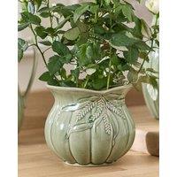 Dibor Traditional Green Ceramic Table Decor Plant Pot (H)14cm, (Dia)15cm | Size: Small