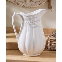 Dibor Traditional White Ceramic Table Decor Flower Jug Pitcher | Size: Large