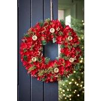 Dibor Traditional Red Festive Front Door Wreath Christmas Wreath 38cm