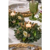 Dibor Set of 2 Floral Green Table Decoration Candle Holders Dia16cm | Size: Small