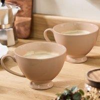 Dibor Set of 2 Montmartre Large Mocha Cream Ceramic Tea Cups Coffee Mugs in Grey | Size: 2 Pack