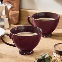 Dibor Set of 2 Montmartre Large Malbec Red Ceramic Tea Cups Coffee Mugs | Size: 2 Pack