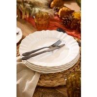 Dibor Set of 4 Luxury Palais Royal White Christmas Dinner Plates Dia 26.3cm | Size: 4 Pack