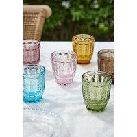Dibor Set of 6 Roselle Colorful Spring Summer Embossed Drinking Glass Tumblers Wedding Gift 280ml | Size: 6 Pack