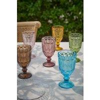 Dibor Set of 6 Roselle Colorful Spring Summer Embossed Drinking Glass Wine Goblets Wedding Gift 320ml | Size: 6 Pack